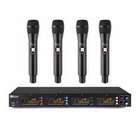 Power Dynamics PD504H Sistema UHF con 4 micrófonos de Mano | 4 micrófonos UHF, 50 canales, salidas XLR independientes, flight case incluido