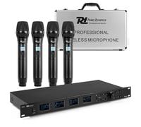 Micrófono Power Dynamics PD524 inalámbrico UHF con 4 canales y receptor