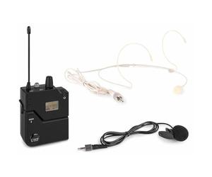Power Dynamics PD632BP Petaca Transmisora para Micrófonos Inalámbricos de Serie PD632, con Microfono Solapa Color Negro y Micrófono de Diadema Color Beige Incluidos, Petaca para Micro Inalambrico