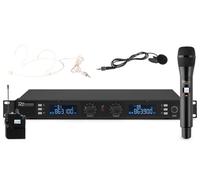 Power Dynamics PD632C Sistema UHF Digital Combi 2 Canales | Mano y diadema o solapa, 20 canales UHF, salidas XLR, montaje rack