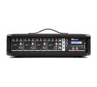 Power Dynamics PDM-C405A Mezclador DJ de 4 canales con amplificador Mezclador con Bluetooth, robusto mezclador de audio, efecto echo, reproductor MP3, mezclador para pequeños eventos en directo
