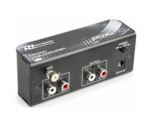 Power Dynamics PDX010 preamplificador de Phono para conectar giradiscos o Tocadiscos a una Entrada Linea de Amplificador, Entrada y Salida RCA, Ecualizador RIAA, Carcasa sólida, Terminal de Tierra