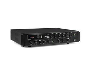 Power Dynamics PMP480 Amplificador 100V 480W 6 Zonas con Bluetooth | Audio independiente por zonas, avisos de emergencia integrados, reproducción inalámbrica, montaje en rack 19".