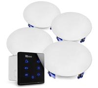Power Dynamics Powerline A100BPack Amplificador Bluetooth 4 Altavoces Techo | Sistema para varias estancias, pantalla táctil, reproducción USB y microSD