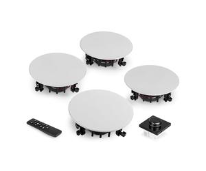 Power Dynamics Powerline B100B Pack Amplificador BT 4 Altavoces Techo | Pantalla táctil, entrada AUX, reproducción USB y microSD, perfecto para varias estancias