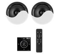 Power Dynamics Powerline B50BSet - Amplificador empotrable Negro con Bluetooth 5.0 USB microSD Pantalla táctil LCD y 2 Altavoces de Techo Blancos 6.5” 2x25W RMS