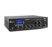 Power Dynamics PPA502 Amplificador Mezclador 100V 50W 2 Zonas | Dos zonas independientes, ecualizador integrado, mando a distancia, alimentación 230V o 12V.