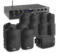 Power Dynamics PV260BT - Instalación de altavoces de 100 V, sistema de sonido completo, sistema de 6 zonas con un amplificador de 6 zonas, 12 altavoces BG030, cable para altavoces, color negro
