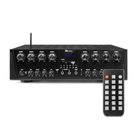 Power Dynamics PV280BT - Amplificador multizona de 8 Zonas y 100W Cada una | Bluetooth, reproductor MP3 por USB y SD, entrada óptica, 100W por zona, para casas grandes y configuraciones multisala