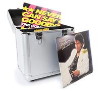 Power Dynamics RC100 Maleta para Discos de Vinilo. Maletin Caja vinilos Aluminio. Almacenaje Transporte LPs de 12", Caja Discos Vinilo. Maleta Acolchada, (Tapa extraíble, Cierres Mariposa) - Negro