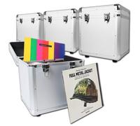Power Dynamics RC100 Set de 4 Estuches Plateados para vinilos de 12", Capacidad Total Aprox. 300 Discos LP, Acolchados, con Tapas Desmontables y Cierre metálico, protección Segura