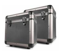 Power Dynamics RC80 Set 2 Estuches para Discos Vinilo, Capacidad 120 LPs, Tapa Desmontable y apilable, protección contra Polvo y Golpes, Acabado Titanio, Ideal para DJs y coleccionistas