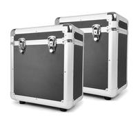 Power Dynamics RC80 Set de 2 Estuches Negros para vinilos LP de 12", Capacidad Total 120 Discos, Interior Acolchado, Tapas extraíbles y Estructura apilable para Almacenamiento Seguro