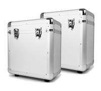 Power Dynamics RC80 Set de 2 Estuches Plateados para vinilos LP de 12", Capacidad para más de 120 Discos, Interior Acolchado, Tapa Desmontable, apilables y Resistentes