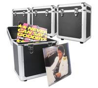 Power Dynamics RC80 Set de 4 Estuches Negros para vinilos, Capacidad para más de 240 LPs, apilables, Resistentes, Ideales para DJs, coleccionistas y Almacenamiento Seguro