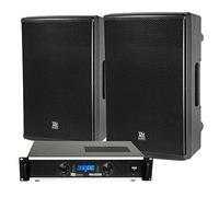 Power Dynamics Sistema Sonido 2x350W RMS con Amplificador PDA-B1000, 2 Altavoces PD415P de 15", Cables incluidos, Ideal para Eventos, DJ móviles, Catering y autocines