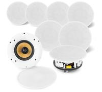 Power Dynamics WCS50 4 Packs de 2 Altavoces (Master/Esclavo) Bluetooth/WiFi Multizona 400W - Sistema de Sonido con App, Spotify y Control Remoto, Instalación en Techo, Ideal para Hogar, Oficina, etc.