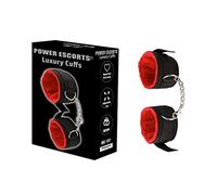 Power Escorts - BR197 - Luxury Cuffs - BDSM - Bondage - Black with Red