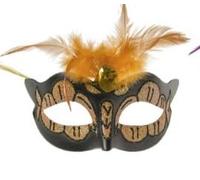 Power Escorts Luxury Venetian Mask Orange With Big Feather