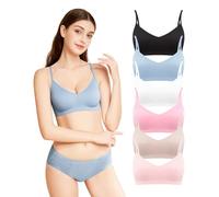 Power Flower Pack de 6 Sujetadores Deportivos para Mujer, Sujetadores de Yoga Sin Costuras con Almohadillas Removibles, Diseño de Tirantes Cómodo, Tallas S-XL (3007, L-XL)