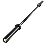 POWER GUIDANCE Barra de halterofilia olímpica cromada para levantamiento, empujes de cadera, barras de entrenamiento de fuerza universales (Manguito Negro Recto Negro (150 cm))