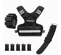 POWER GUIDANCE Kit de Entrenamiento de Resistencia: Chaleco Lastrado Ajustable (5-9 kg) + Juego de 2 Pesas para Muñecas y Tobillos (0,45 kg/u) - Equipo para Fitness, Running, Yoga y Fuerza