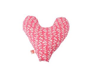 POWER INN Cojín para el pecho Hope aprox. 32 x 34 cm, cojín para el corazón como alivio del dolor después de la mastectomía, suave cojín para antebrazo o axila, 100 % algodón (rosa/blanco, hojas)