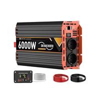 Power Inversor Corriente 24V DC 12V A AC 230V 50HZ Enchufe Europeo LCD Voltímetro Convertidor Transformador 6000W Potencia Máxima Inversor Onda Sinusoidal para Pura(12V 6000W)