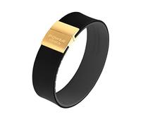Power Ionics Bracelet 3000 de Silicona y Turmalina, Pulsera Deportiva Unisex para Equilibrio Energético, Banda Ancha Oro/Negro-Gris, Ajustable 21 cm, con Bolsa de Regalo
