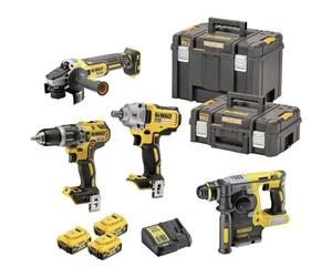 Power Kit Dewalt Martillo + Taladro + Amoladora + Llave Impacto a batería DCK428P3T
