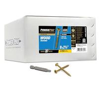 Power Pro 967777 Tornillos de madera, 9 x 2-1/2 pulgadas, tornillos de cubierta exterior de alta calidad, resistentes a la corrosión, bronce recubierto de epoxi, caja de 2500 piezas