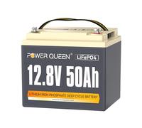 Power Queen 12V 50Ah Batería de Litio Deep Cycle para Autocaravanas Barco | 50A BMS,4000-15000 Ciclo profundo,640Wh de Energía,IP65,Max.4P4S para Motores de Arrastre,Fuera de La Red,Energía Solar