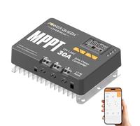 Power Queen Regulador de carga solar MPPT 12/24 V, 30 A, 900 W max, módulo Bluetooth, pantalla LCD, estándar para batería LiFePO4, compatible con baterías de