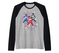 Power Rangers 4th of July Mighty Morphin Rangers Fireworks Camiseta Manga Raglan