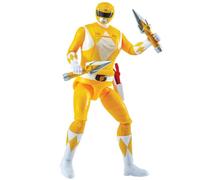 Power Rangers Aisha Yellow Ranger Morphing - Figura de acción Mighty Morphin con función de transformación, dagas poderosas y tema de Griffin Thunderzord