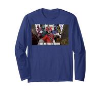 Power Rangers But First Let Me Take A Selfie Meme Manga Larga, Unisex para Adultos, Azul Marino, XXL