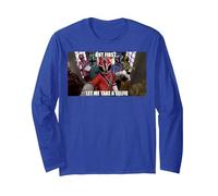 Power Rangers But First Let Me Take A Selfie Meme Manga Larga, Unisex para Adultos, Azul Real, L