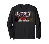 Power Rangers But First Let Me Take A Selfie Meme Manga Larga, Unisex para Adultos, Negro, L