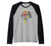Power Rangers Christmas Dino Megazord with String Lights Camiseta Manga Raglan