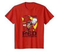 Power Rangers Dino Charge Go Red Camiseta, Niños, Rojo, 8 años