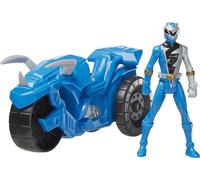 Power Rangers Dino Fury Rip N Go Tricera Battle Rider and Dino Fury Blue Ranger 6 pulgadas Escala Vehículo y figura de acción, juguetes para niños de 4 años en adelante