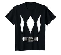 Power Rangers Halloween Black Ranger Costume Camiseta, Niños, Negro, 4 años