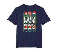 Power Rangers Ho Ho Power Rangers Camiseta, Hombre Tallas Grandes, Azul Marino, 3X Alto