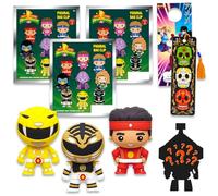 Power Rangers Juego de recuerdos de fiesta de bolsas ciegas, paquete con 3 figuras de llavero Mighty Morphin Series 2, marcapáginas, más | Clips para bolsas Mighty Morphin Power Rangers para niños