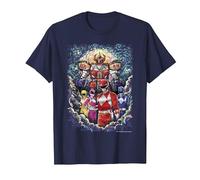 Power Rangers Mighty Morphin' Megazord Starry Night Poster Camiseta, Hombre, Azul Marino, XL