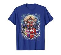 Power Rangers Mighty Morphin' Megazord Starry Night Poster Camiseta, Hombre, Azul Real, XL