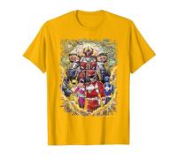 Power Rangers Mighty Morphin' Megazord Starry Night Poster Camiseta, Hombre, Dorado Brillante, 3XL