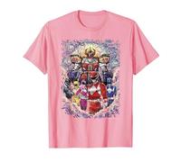Power Rangers Mighty Morphin' Megazord Starry Night Poster Camiseta, Hombre, Rosado, XL