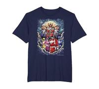 Power Rangers Mighty Morphin' Megazord Starry Night Poster Camiseta, Hombre Tallas Grandes, Azul Marino, 5X Alto