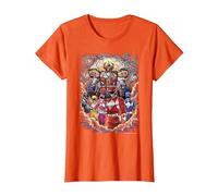 Power Rangers Mighty Morphin' Megazord Starry Night Poster Camiseta, Mujer, Naranja, XL